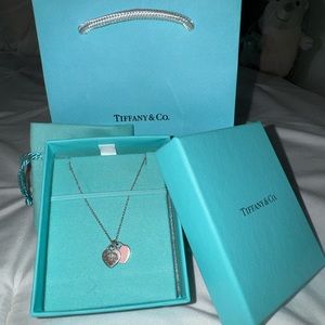 Pink Double Heart Tiffany and Co. Necklace